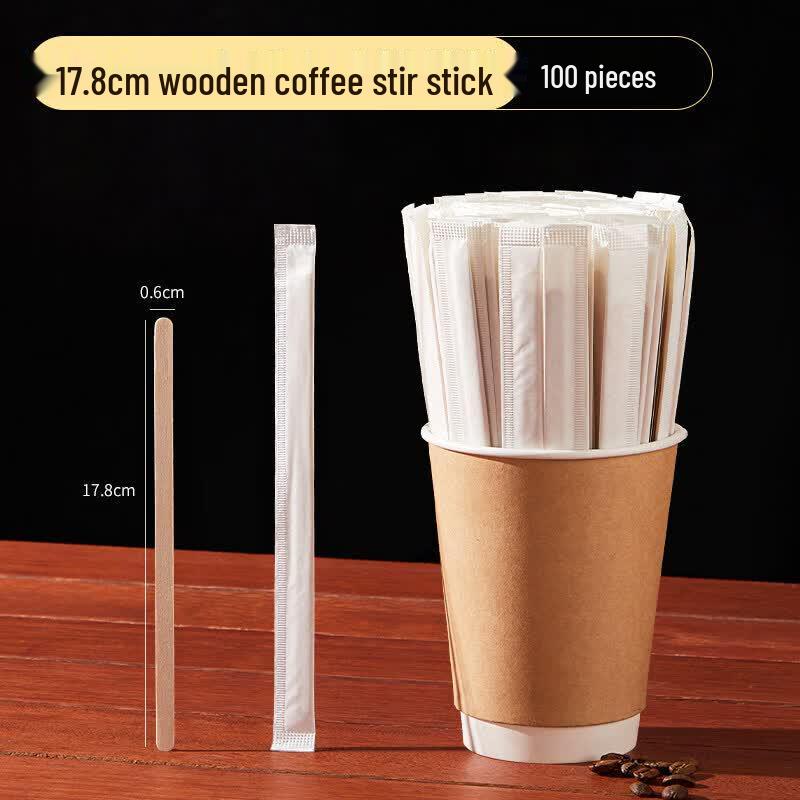 ZISIZ 23cm Biodegradable Wooden Coffee Stirrers