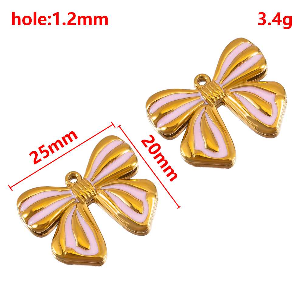 2pcs Stainless Steel Flower Pendant Cute Butterfly Love Heart Bow Design Necklace Earring Charm for Jewelry Making Birthday Gift