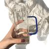 INS Stil Schmetterlingsbecher: Hohes Borosilikatglas, Transparentes quadratisches Design mit Griff & Strohhalm, Temperaturbeständig für Frauen.