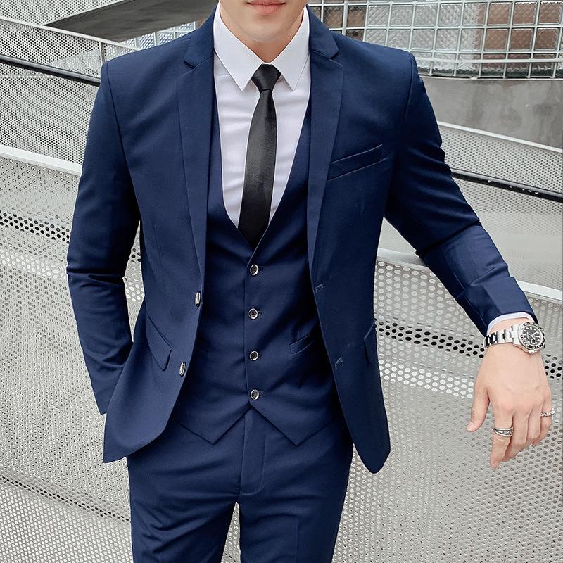 2022 Men's Solid Color Two-Button Suit & Trousers Set