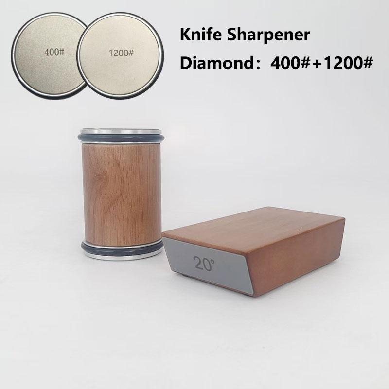 

Rolling Knife Sharpener Double Sided Diamond Sharpening Stone 15/20° Degree Magnetic Angle Roller Sharpening for Kitchen Knives As photos