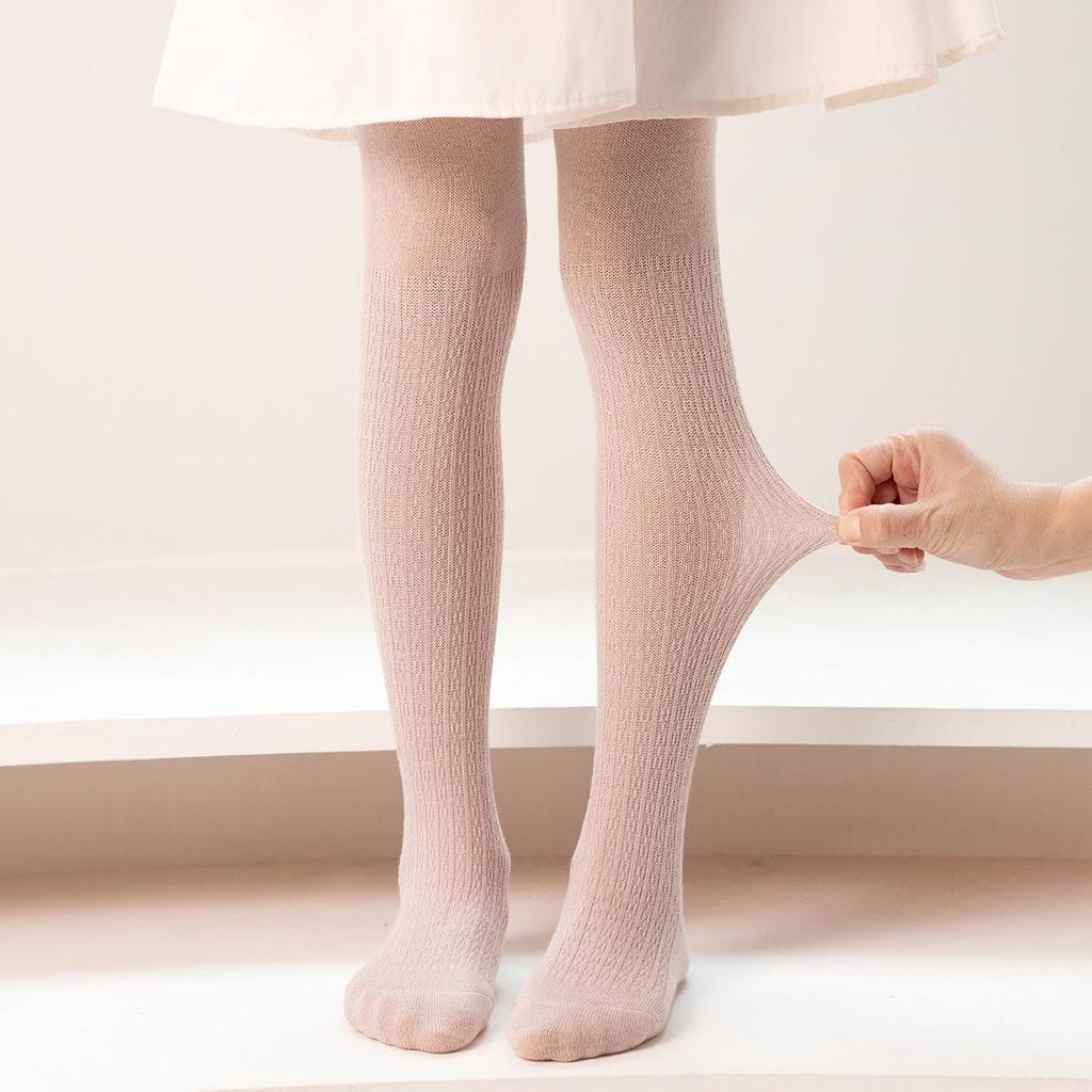 Leggings a doppio ago per bambini: Collant monocolore per primavera e autunno - Versatili collant per bambina/studentessa