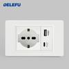 DELEFU Italian Standard White 118 Type Wall Switch Socket with USB + TYPE-C Socket Is Suitable for Hotels and Households.