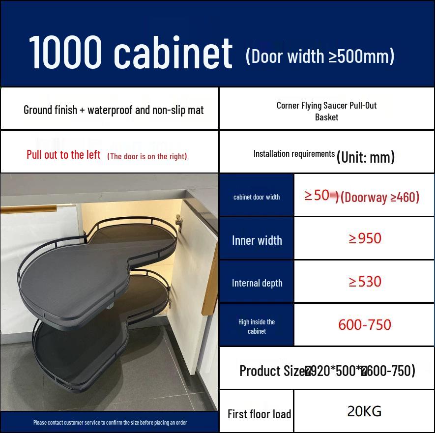 Rotating Kitchen Cabinet Corner Lazy Susan Spice and Dish Rack Storage Basket