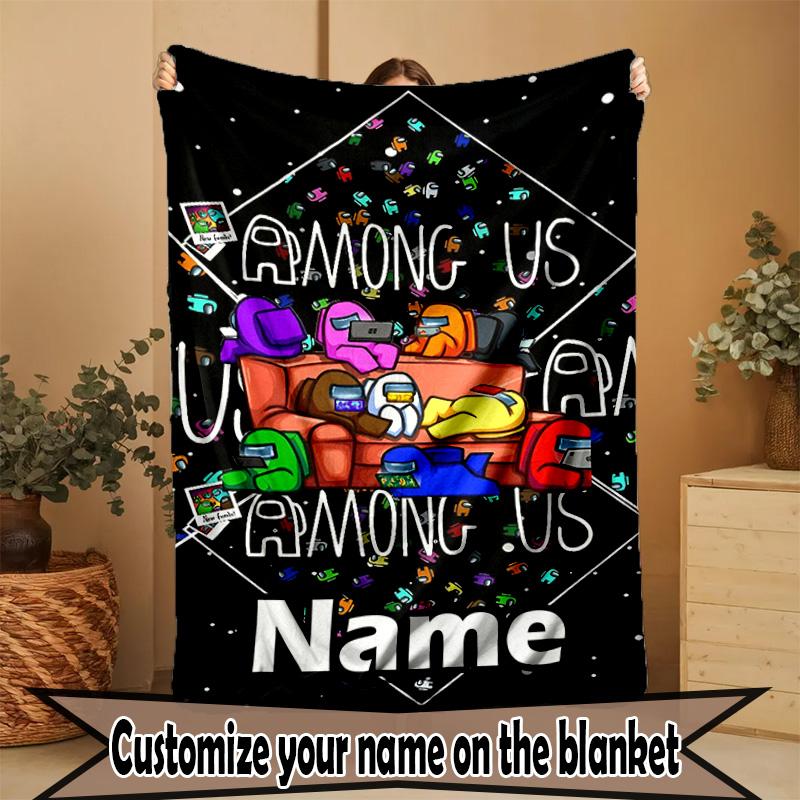 Custom Name Personalized Among Us Print Blanket, Home Decor, Bedroom, Sofa, Camping, Couch, Gifts for Birthday ChristmasEnthusiasts