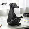 Contemporary Black Dog Figurine 3D Printed Meditating Statue, Zen Sitting Puppy for Stress Relief Novelty Items Home Decor, Creative Animal Sculpture