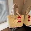 Cute Cartoon Apple Shoulder Bag Female Niche Design Casual Tote Bag Commuter Polka Dot Make-up Bag
