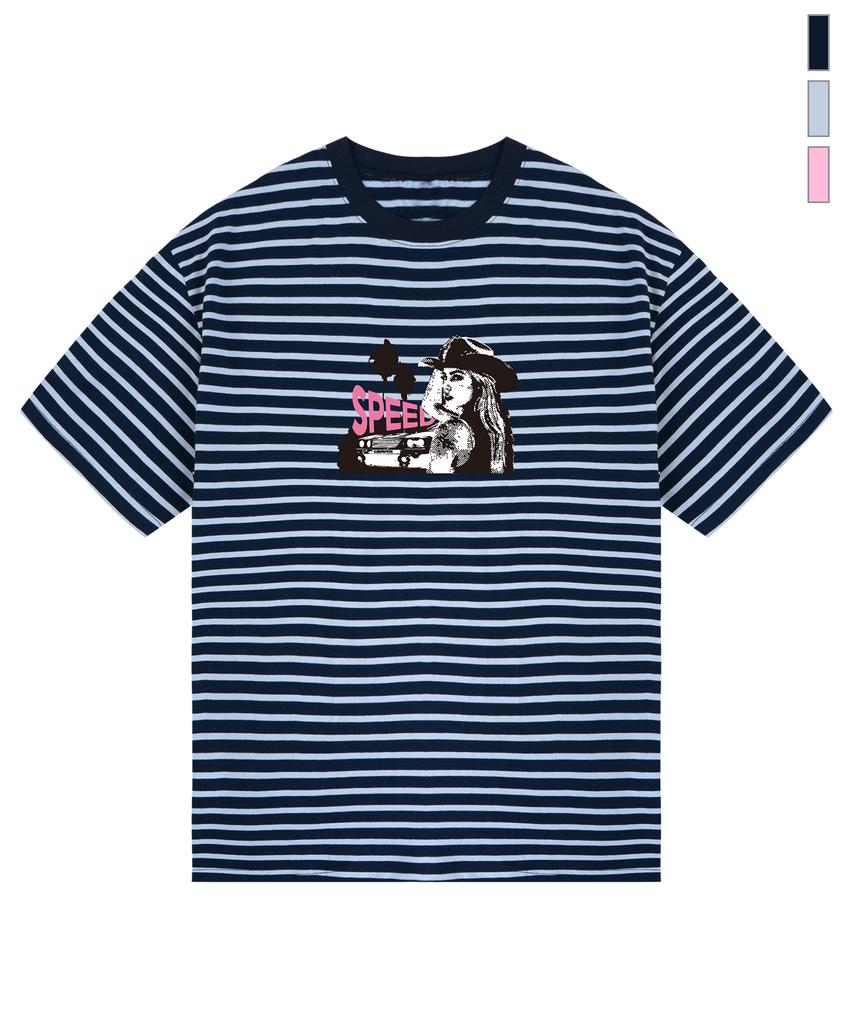 GRAVER [Unisex] Speed Striped Short Sleeve T-Shirt_3 Colors