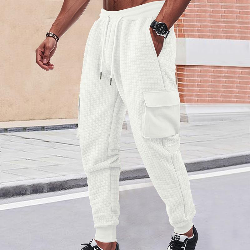 

SHEIN Autumn New Men s Sweatpants European and American Thickened Small Square Carhart Tooling Stacking Pants S белый