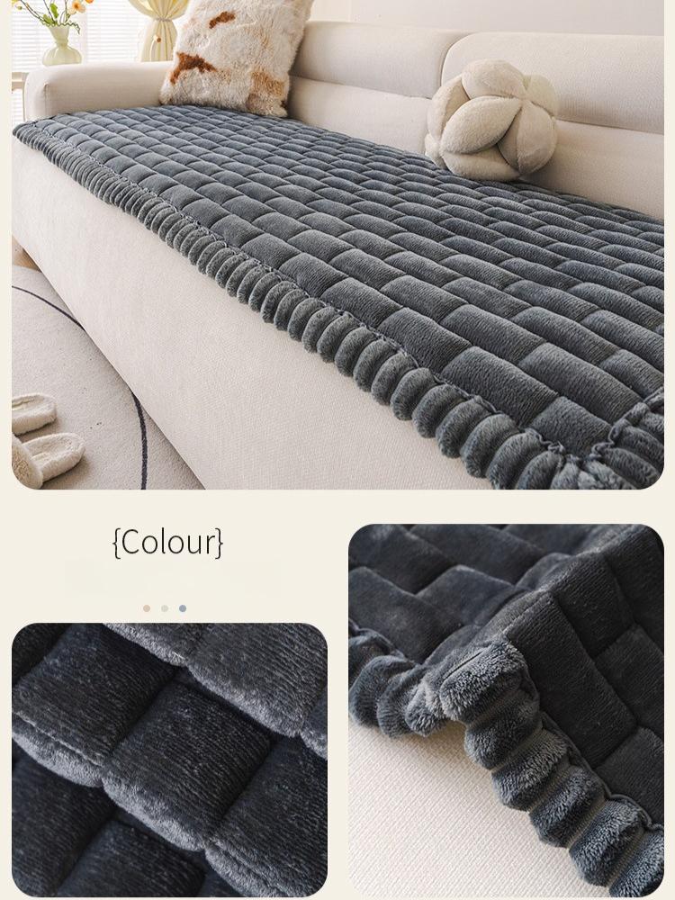 Delicate Wide Bording Sofa Pad Flannel Autumn and Winter Sofa Cushion Thick and Warm Winter Cushion Straight Sofa Cushion Couch Cover
