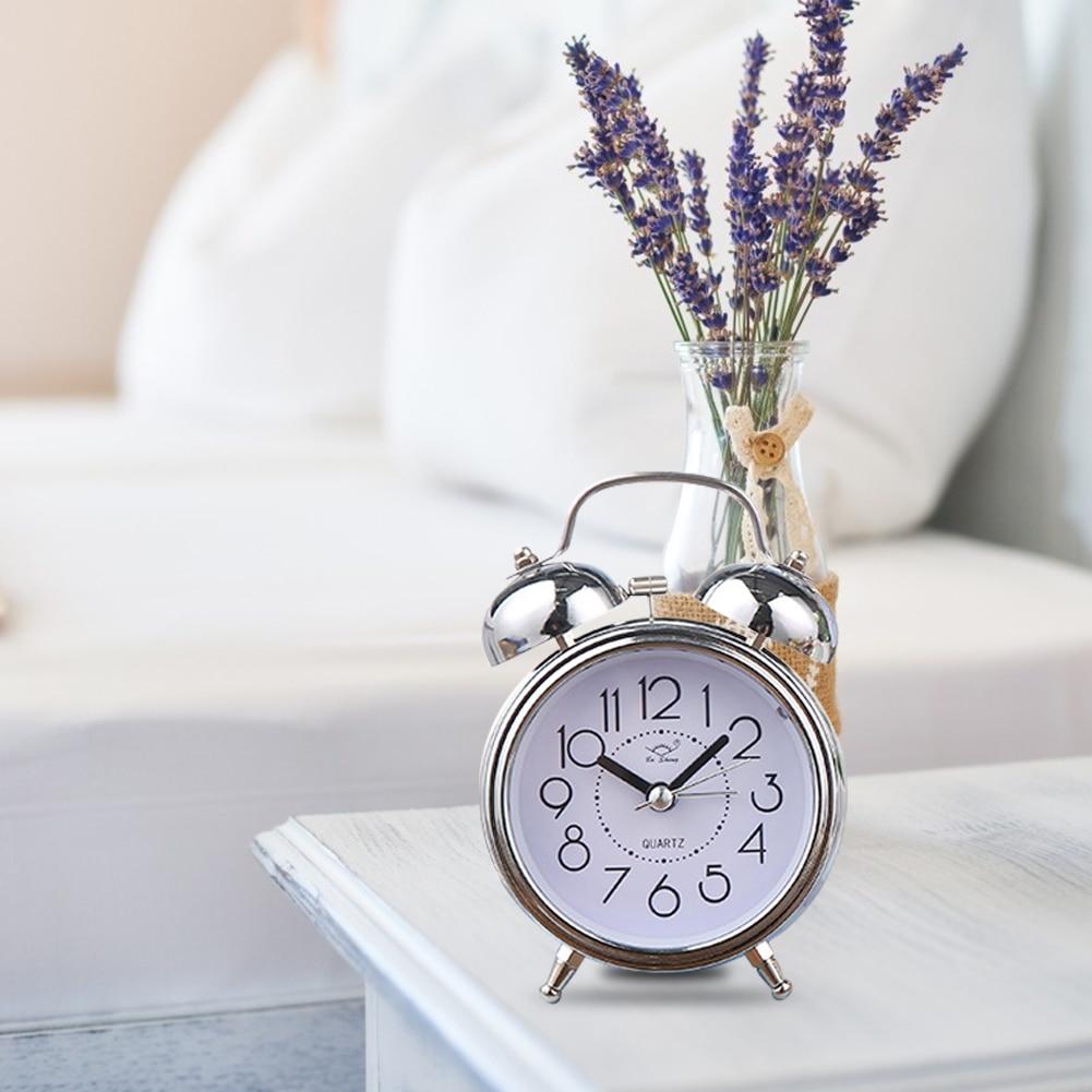 Alarm Clock Vintage Retro Silent Pointer Clocks Playing Bell Loud Alarm Clock with Light
