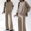 Casual Wide-leg Pants Western Style Fashion Knitted Sweater Loose 2 Piece Suit Women