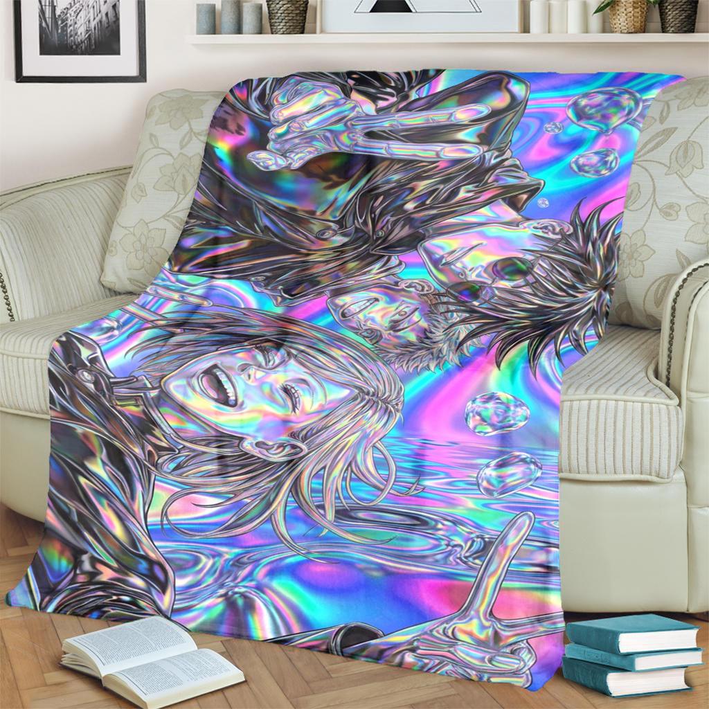 Warm Soft Blanket Jujutsu Kaisen Print Flannel for Bedrooms, Sofas, Beds, Chairs, Picnics, Travel