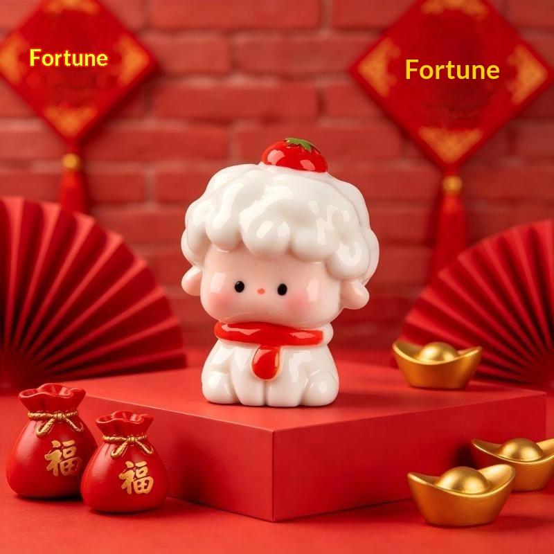 1/6 Pcs Year Of The Sheep Resin Ornament Spring Festival Mascot Miniature Chinese New Year 2027 Statue Home Party Desktop Orname