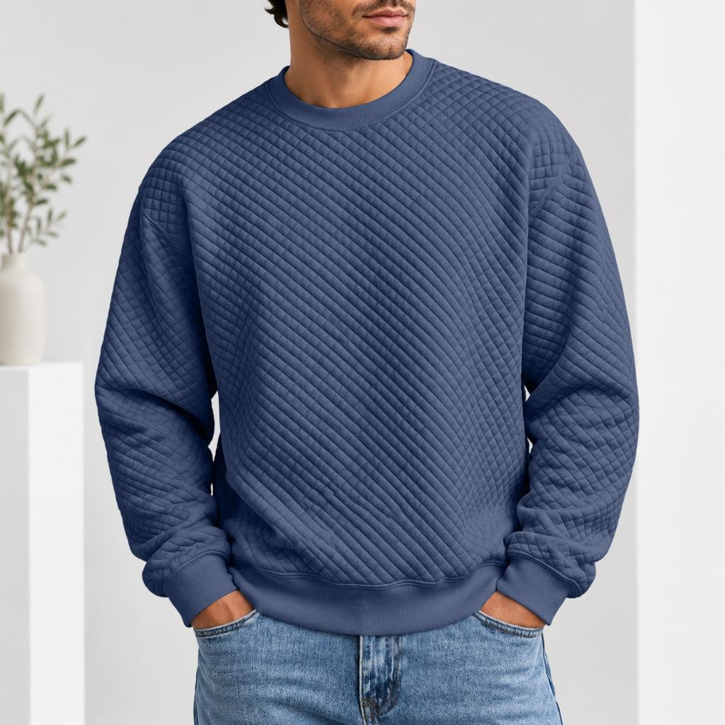Herren Rundhals Pullover Sweatshirt Lässiges Langarm Oberteil für Herbst und Winter