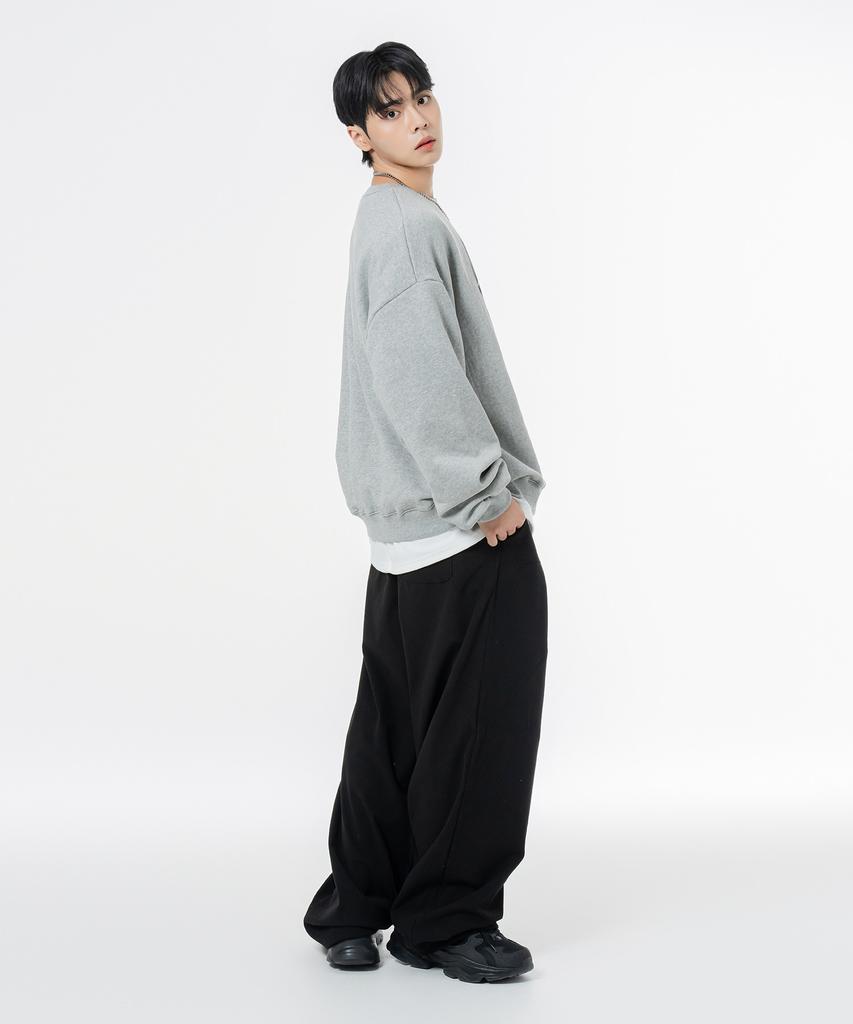 MOZMOZ Colorful Corduroy String Wide Pants Black