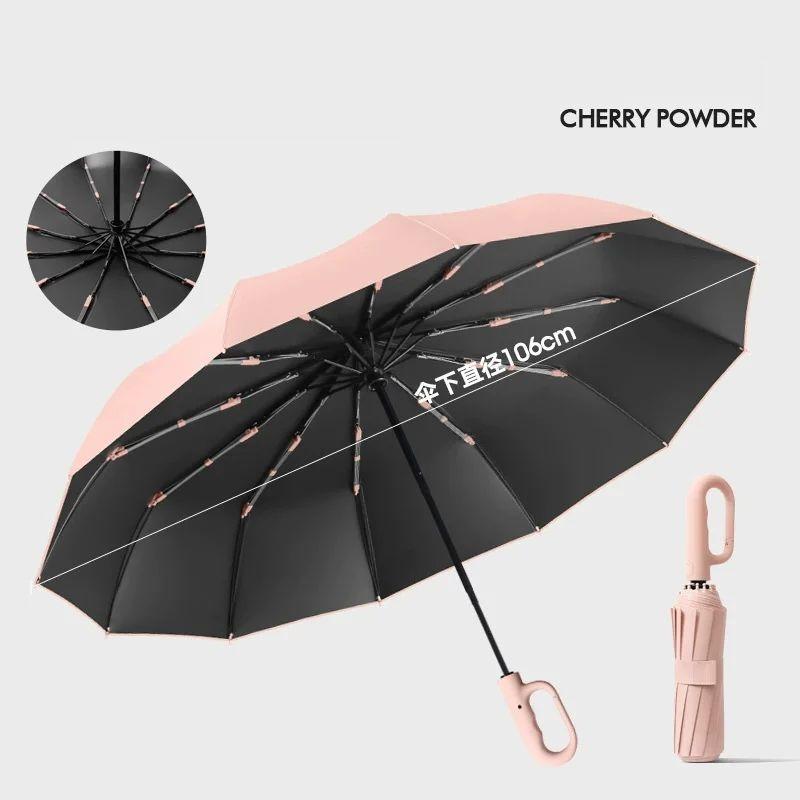 Extra Large 48 Bone Ring Buckle Umbrella Forward Fully Automatic Portable Wind-Resistant Male And Female Folding Rain Vinyl Umbr
