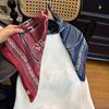 100% Mulberry Silk 65 Silk Satin Red and Blue Tie Square Scarf Women's Autumn and Winter Thin Retro Versatile High-end Silk Scarf