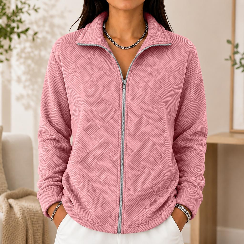 Cardigan lavorato a maglia da donna con zip frontale, manica lunga, colore, giacca casual