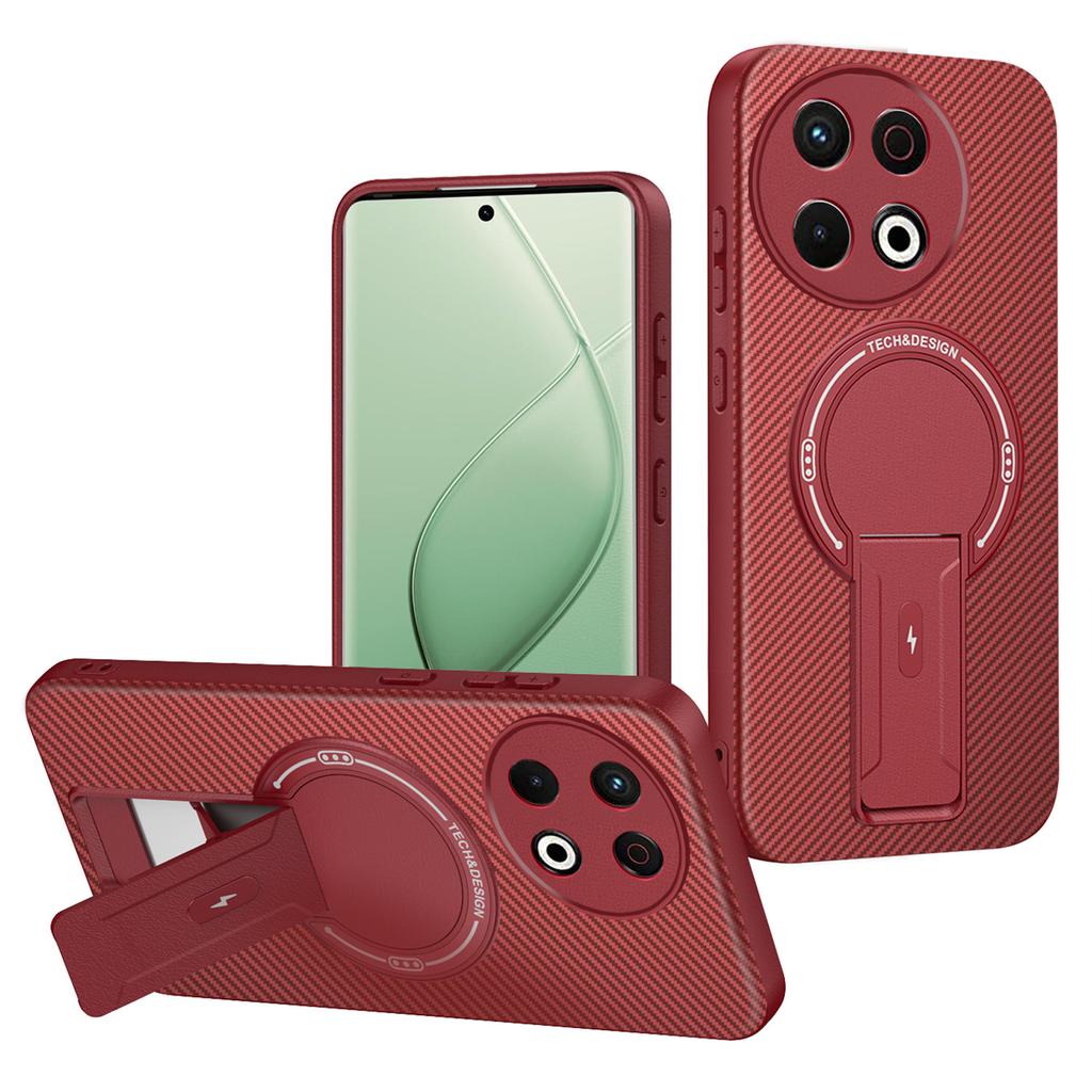 For TECNO Spark 30 Pro 4G Case Carbon Fiber Texture PC + TPU Phone Cover with Kickstand