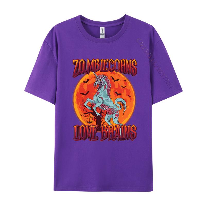 Cotton Graphic Tees Scary Zombiecorns Love Brains Zombie Tshirts Funny T Shirt Design Classic Mens T Shirt
