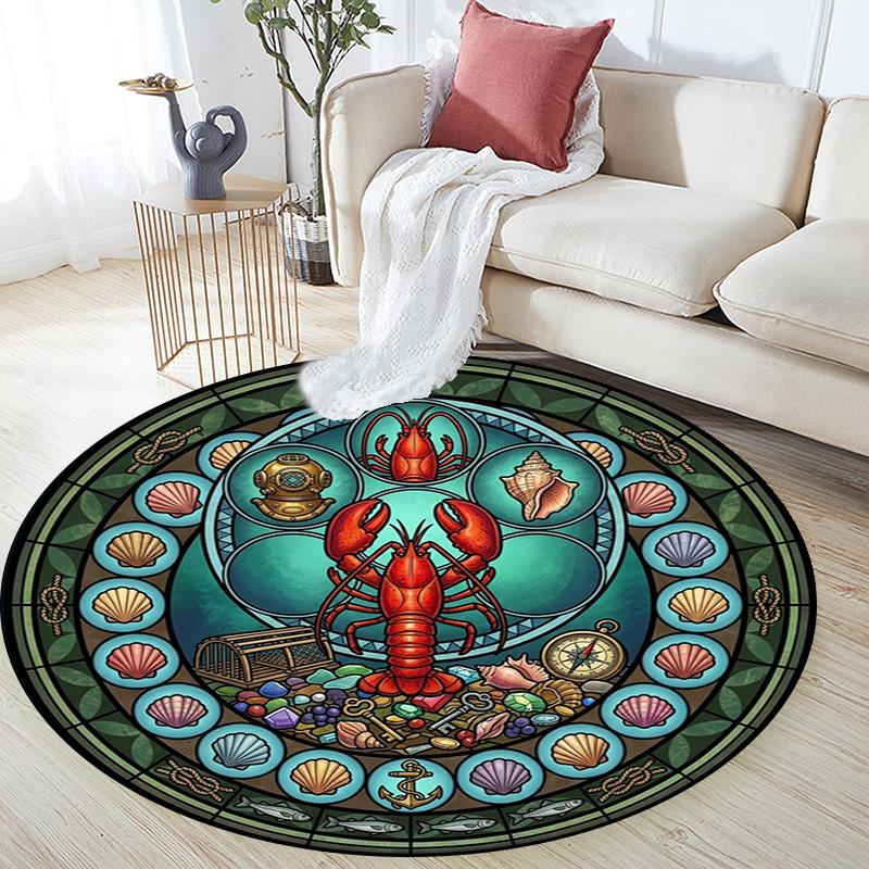 Oceanic Glass Round Area Rug Under Office Chairs Bedroom Living Room Home Decor