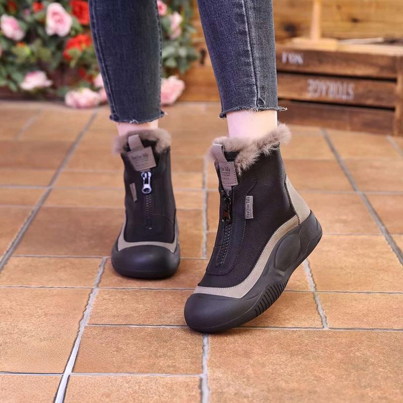 Snow Boots Women's Non-slip New Winter Velvet Thickened Waterproof Casual Warm Cotton Shoes Women's Short Boots Thick Sole