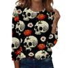 Women's Casual Long Sleeve Print Crewneck Top