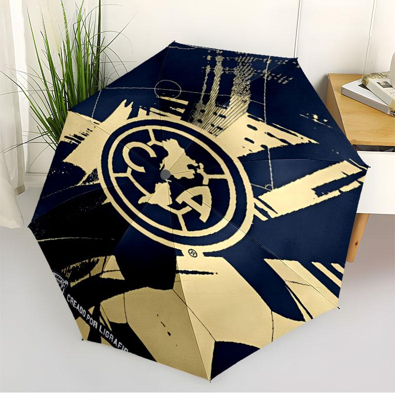 Club America Print Automatic Open Close Umbrella, Portable Foldable Umbrella, for Outdoor Commute Camping Trip, Ideal Birthday Gift
