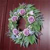 Artificial Flower with Leaf Realistic Purpler Rose Wreath Decoration for Door Window Hallway Farmhouses Wedding Wreath