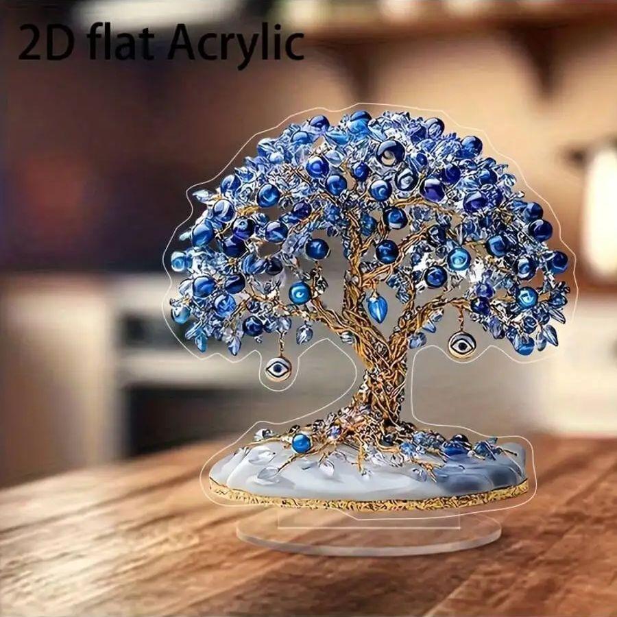 1 pieza Elegante Árbol del Ojo Turco - con cuentas azules transparentes decoración de escritorio - muy adecuado para familias y fiestas