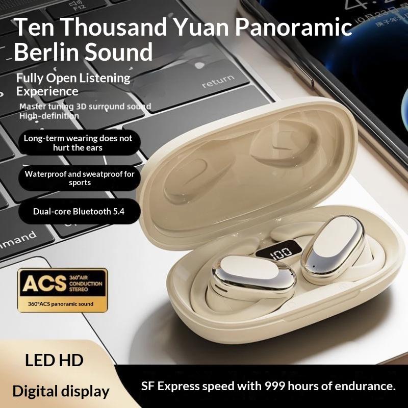 2 Pezzi/Scatola Cuffie Bluetooth Wireless Auricolari con Gancio per Orecchio Impermeabili Rotanti Hifi Stereo Suono Surround Cancellazione del Rumore Cuffie