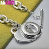 925 Sterling Silver TO Button Love Heart Pendant Bracelet Jewelry