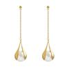 Retro Temperament Teardrop Wrapped Pearl Long Tassels Dangle Earrings for Women Romantic Wedding Party Valentine's Day Jewelry