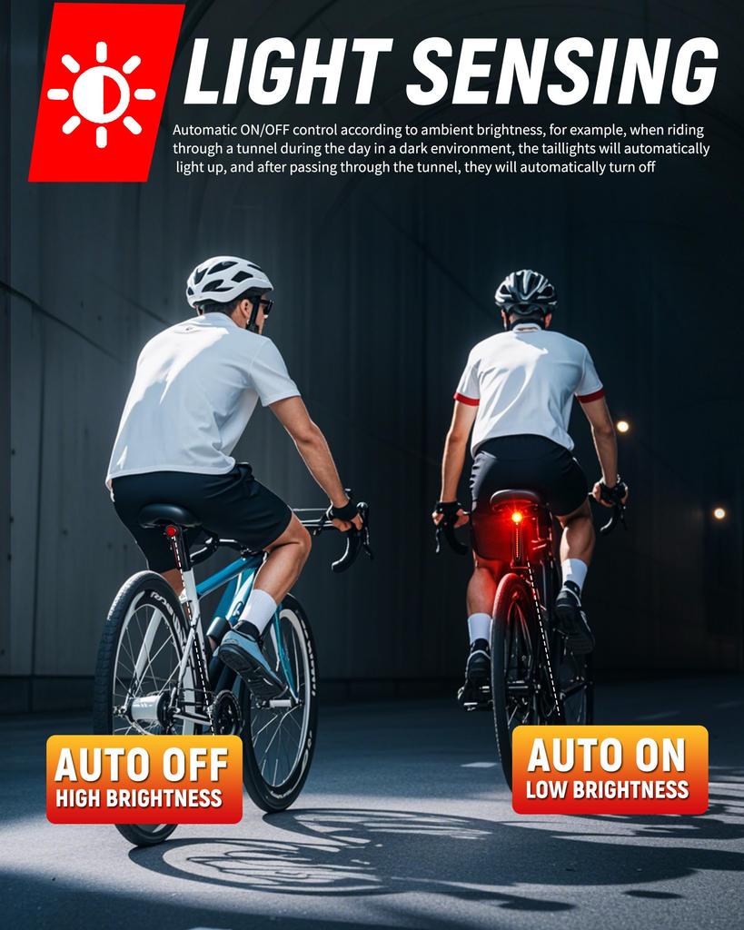 DARKBEAM Bicycle Tail Light Smart - USB-C Rechargeable with Brake/Light
