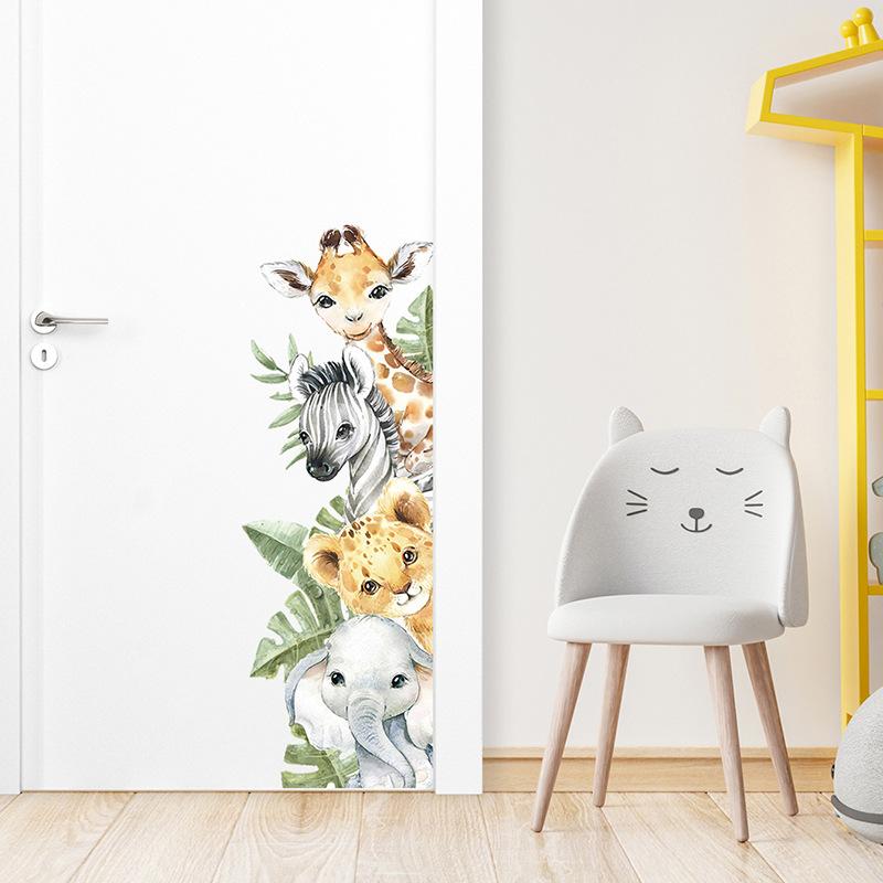 Jungle Animals Giraffe Elephant Wall Stickers for Kids Room Baby Nursery Children's Room Decoration Wall Decals