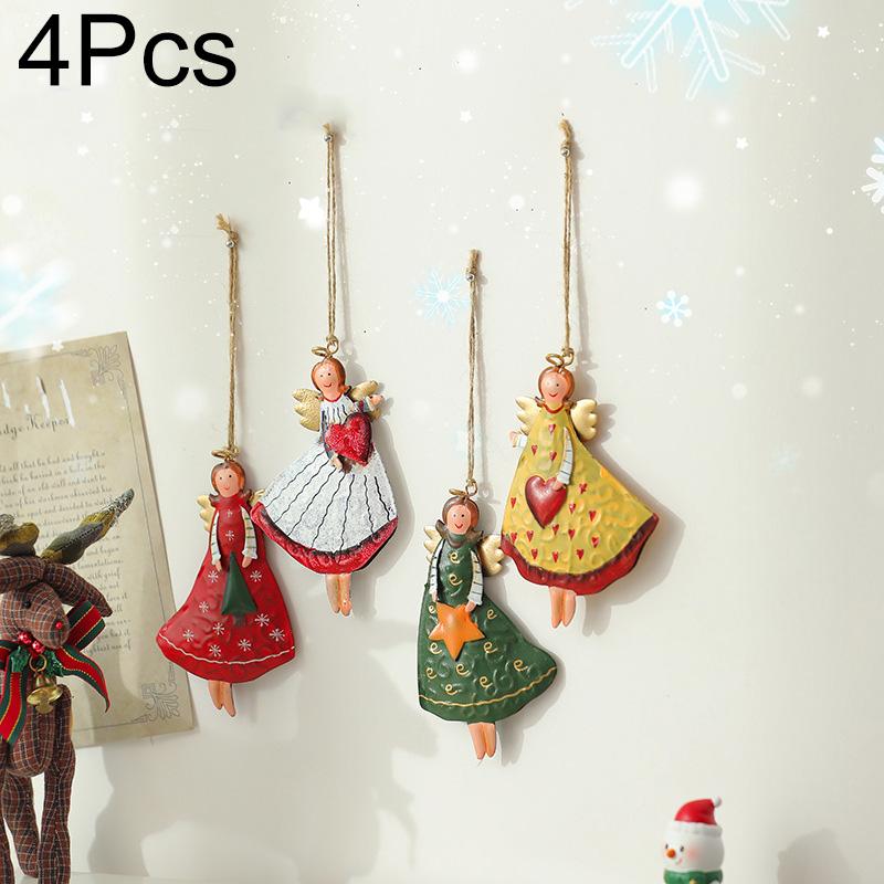 1PC Santa Claus Bell Decoration Xmas Tree Ornaments Vintage Iron Pendant Creative Elk Snowman Hanging Ornament Christmas Bells