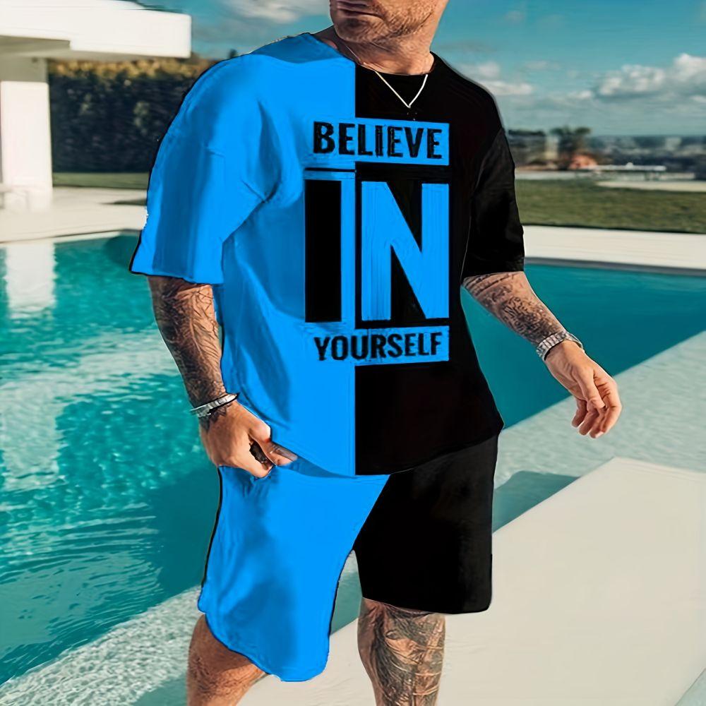 

Модный мужской летний костюм с 3D-печатью, футболка + шорты, комплект из 2 предметов, для активного отдыха, бега, мужская спортивная одежда, быстросохнущая 6XL