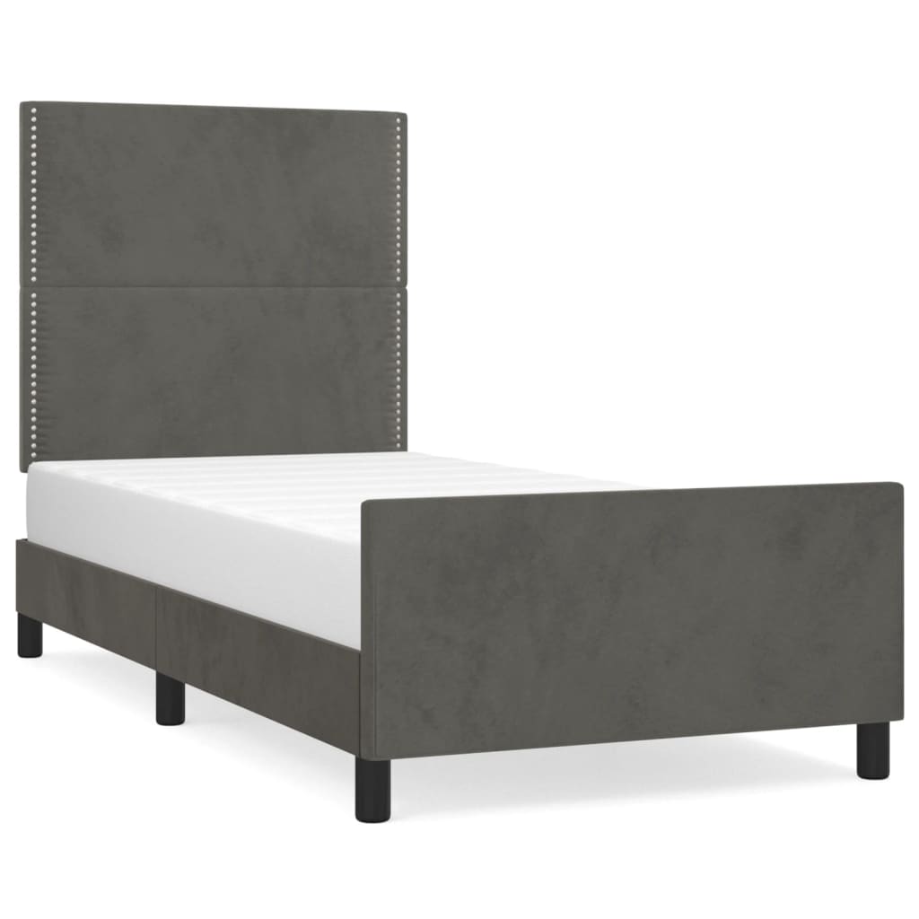 Bed Frame without Mattress Dark Grey 100 x 200 cm Velvet