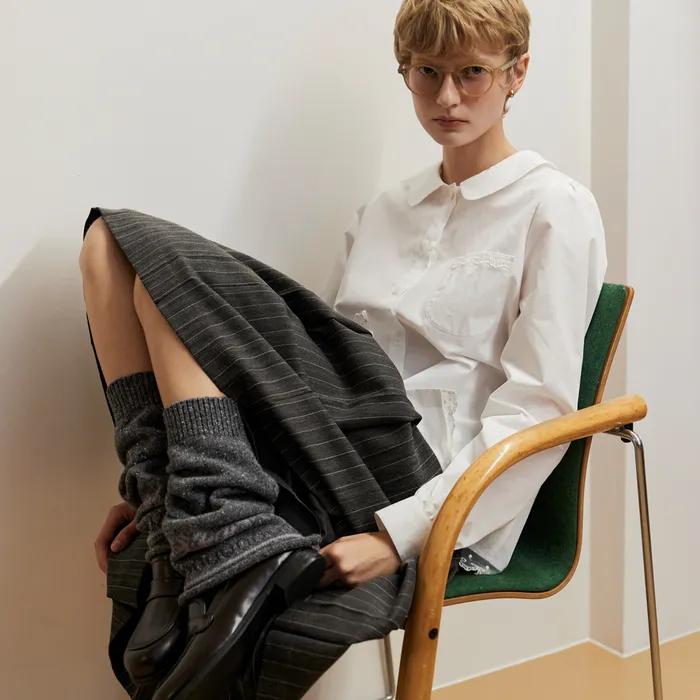 WOOL SILK BLENDED LEG WARMER_DARK GREY
