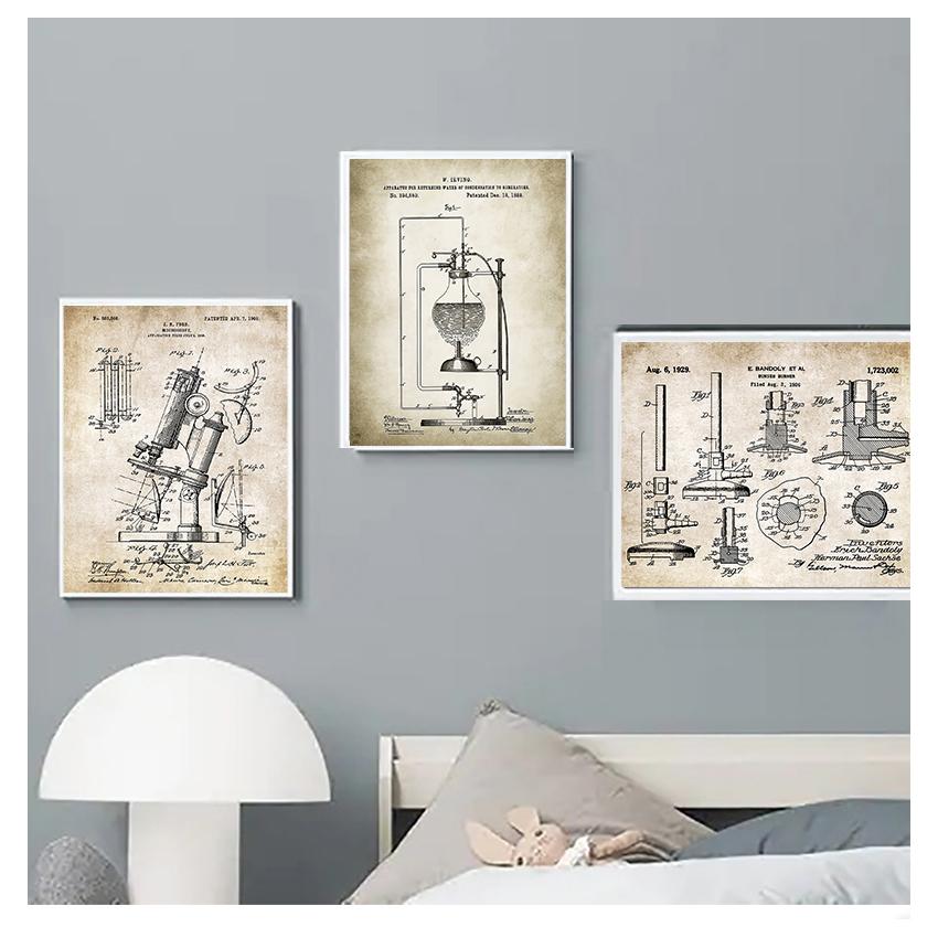 Print Science Wall Art Pictures Periodic Table Chemistry Art Canvas Painting Laboratory Decor Chemical Element Vintage Posters