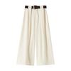 Women's Summer Black High-Waisted Wide-Leg Floor-Length Trousers