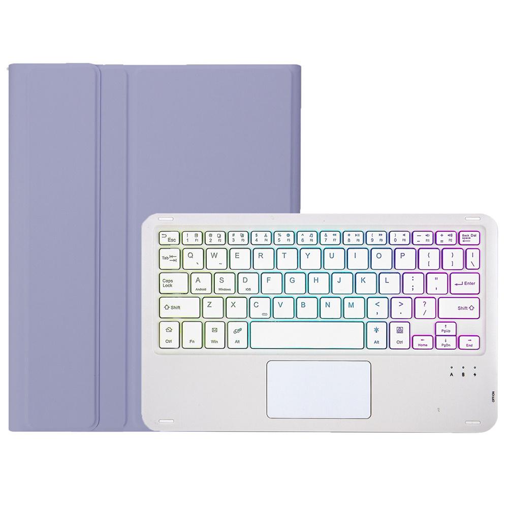 

AH15-AS For Honor Pad X9/X8 Pro Backlit Design Leather+TPU Tablet Cover Bluetooth-compatible Keyboard Case with Touchpad Purple