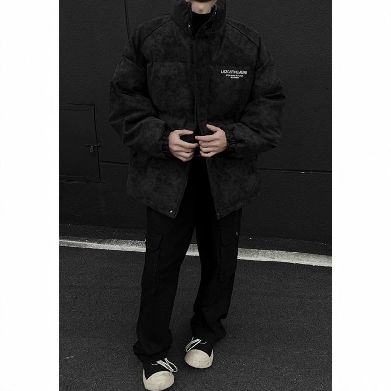 Men's American Style Winter Leather Stand Collar Jacket – Thick, Cold-Resistant, Youth Outerwear.