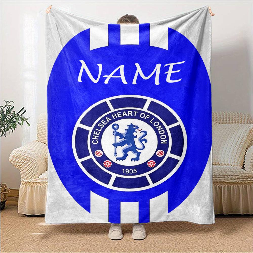 Custom Name Chelsea Heart London Crest Blanket for Couch & Bed, Plush Cozy Fuzzy Blanket Super Soft & Warm Blankets for Fall and Winter. 0908267