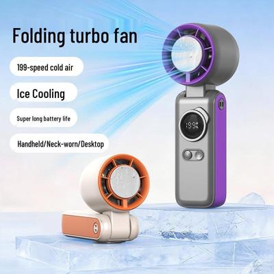 2026 Cooling Portable Fan: Handheld, Neck Hanging, Desktop Use with 199 Speeds, Ice Pack & Long Battery Life