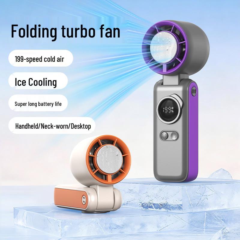 2026 Cooling Portable Fan: Handheld, Neck Hanging, Desktop Use with 199 Speeds, Ice Pack & Long Battery Life