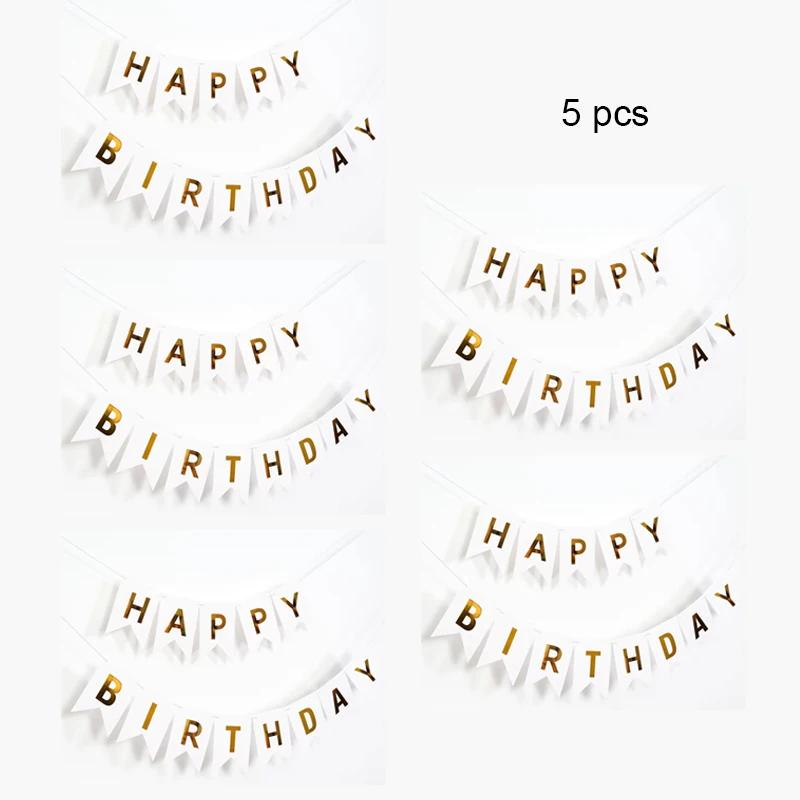 Happy Birthday Streamers Hot Stamping Dovetail Pull Flag Living Room Garden Mall Cafe Children Birthday Party Decoration Banners