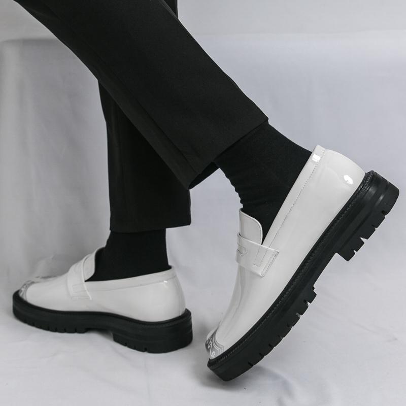 Designer New Height Increasing Leather Casual Shoes For Men Penny Loafter Formal Wedding Dress Homecoming Retro Footwear