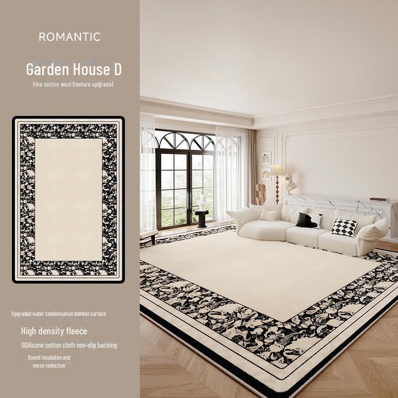 French Secret Garden Waterproof Stain-Resistant Carpet: Luxurious Medieval-Inspired Blanket for Living Room, Bedroom, or Coffee Table Use.